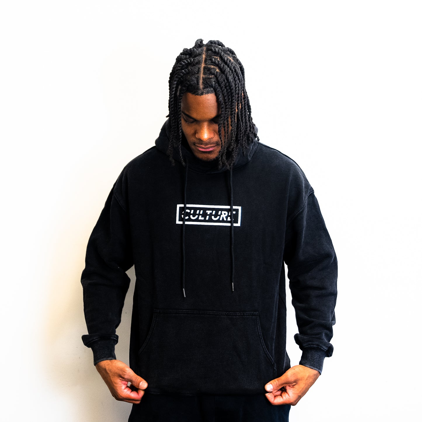 Washed Black Culture Box Logo Hoodie
