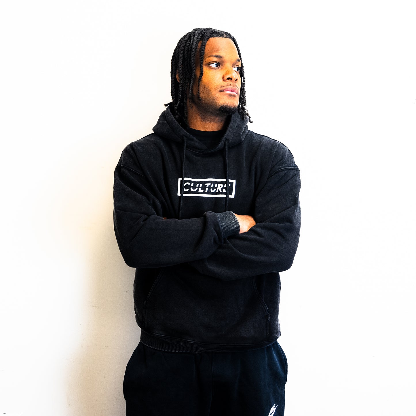Washed Black Culture Box Logo Hoodie